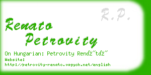 renato petrovity business card